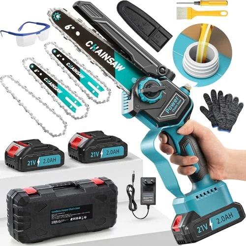 Limited offer: Mini Chainsaw, 8000mAh Brushless Mini Chainsaw Cordless Compatible with Makita Batteries, Automatic Lubricator 1000W Battery Chainsaws, 6 Inch Small Electric Chain Saw with 3 Chains for Cut Wood Tree from 49.99 EUR to 49.99 EUR (save 0%)