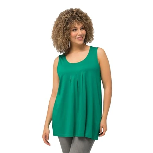 Ulla Popken, Damen, große Größen, Top, Zierfalten, A-Linie, Rundhals, ärmellos, Modal