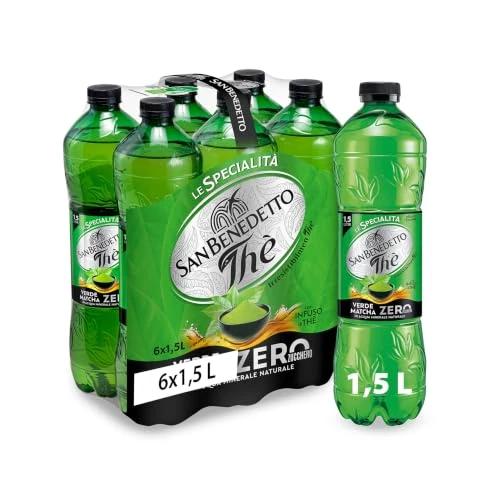 Offerta a tempo: San Benedetto, Thè Verde Matcha Freddo Zero, 6x1,5 L Bevanda Dissetante Analcolica, Gusto Fruttato, Tappo Click, Senza Zuccheri, Conservanti e Coloranti - 36% da 8.91 € a 5.70 €