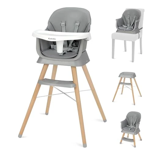Offerta a tempo: Ezebaby Seggiolone Pappa 6 in 1 Rialzo Da Sedia Bimbo Regolabile Si Trasforma in Alzasedia, Sgabello e Tavolino con Sedia Gambe in legno, per bambini a partire dai 6 mesi di età (Grigio) - 41% da 95.99 € a 56.99 €