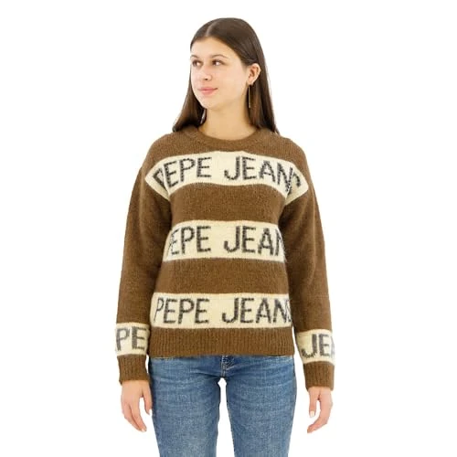 Pepe Jeans Helmi damska, dzianina, brązowa, S, Brązowy (Ziemia Brązowa), S