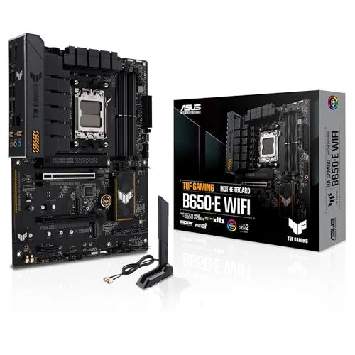 ASUS TUF GAMING B650-E WIFI Scheda Madre Gaming AMD, Ryzen 9000/8000/7000, PCIe 5.0, Lan 2,5 Gb, Wi-Fi 6E, HDMI, DP, USB 20 Gbps Type-C, Ventola Xper4 AI Cooling II, Audio DTS, Aura Sync RGB, Nero