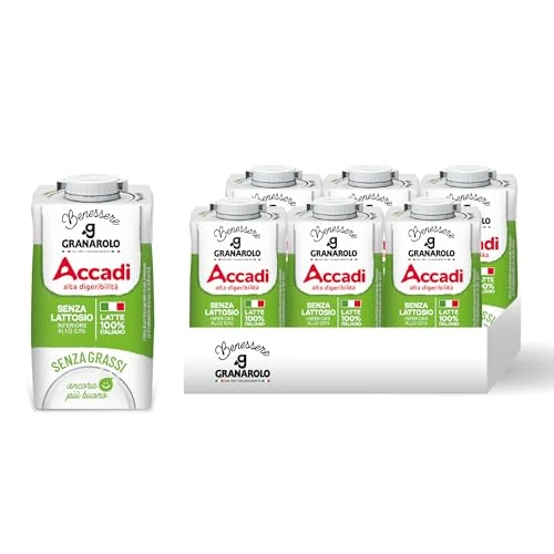Offerta a tempo: Granarolo Benessere Accadì, Latte UHT Senza Grassi, 6 Confezioni da 500ml, Latte 100% Italiano, Senza Lattosio (<0,1%) - 44% da 7.29 € a 4.08 €