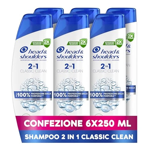 Head & Shoulders Anti-Dandruff Shampoo and Conditioner 2 in 1 Classic Clean, Fresh Feeling 6 x 250 ml