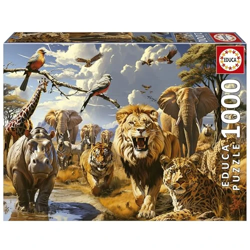 Offerta a tempo: Educa - Puzzle 1000 pezzi Animali selvaggi | Puzzle natura | Misura 68x48 cm | Include colla Fix | Per adulti 14+ (19920) - 40% da 13.99 € a 8.39 €