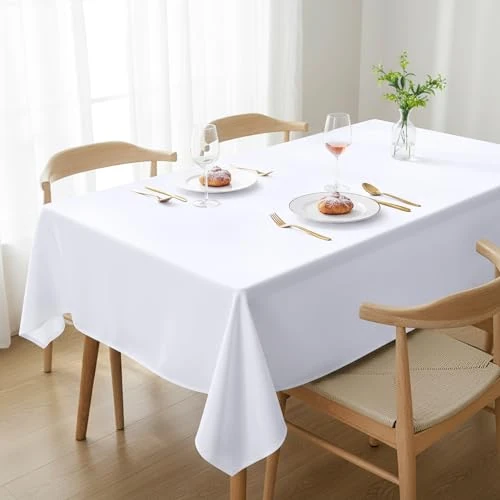 Utopia Kitchen Rectangle Tablecloth 150x300 cm - (Pack of 2) White Table Cover Machine Washable Table Cloth Perfect for Parties, Weddings and Festivals (59x118 inches)