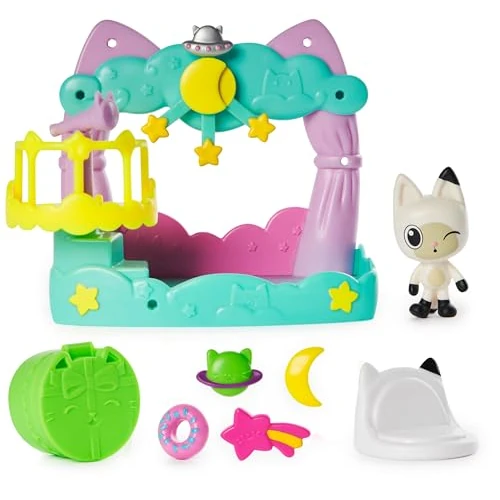 Dreamworks Gabby's Dollhouse - Balkon-Spielset Pandy Paws Sternwarte, 8-teiliges Set mit Katzenfigur und Puppenhaus Zubehörteilen, ab 3 Jahren