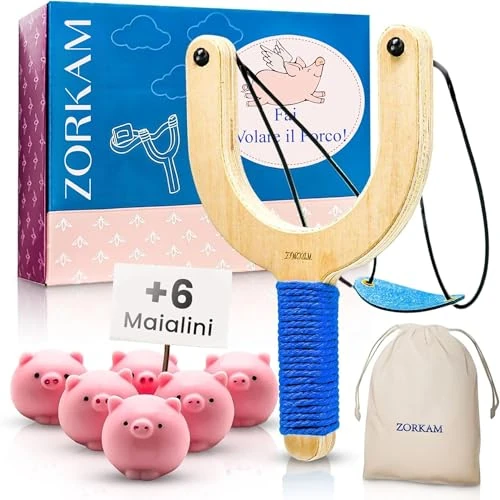 Offerta a tempo: ZORKAM Tira Stress + 6 Maialini – Set di Lancio Porco gadget divertenti per antistress ufficio- Idea Regalo Divertente Per Amanti Di Tiro - Incluso Borsa Portatile e Scatola - 0.00% da 28.97 € a 28.97 €