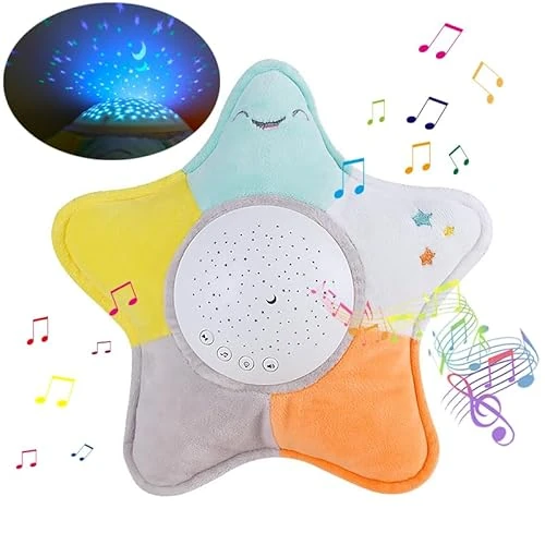 Acaino Proyector de luz estrellada para niños, erizo de peluche para dormir con 10 canciones de cuna y control de volumen, luz nocturna proyector para regalo recién nacido, cumpleaños, regalos de
