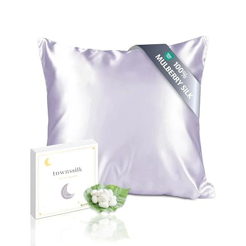 Offre limitée : townssilk Taie d'oreiller en Soie, 65x65cm, 100% Soie de mûrier Naturelle 19 Momme, Deux Faces en Soie, certifiée Oeko-Tex, Douce pour la Peau et Les Cheveux, 1 unité,Lavender de 25.99 € à 25.99 € (0.00% de remise)