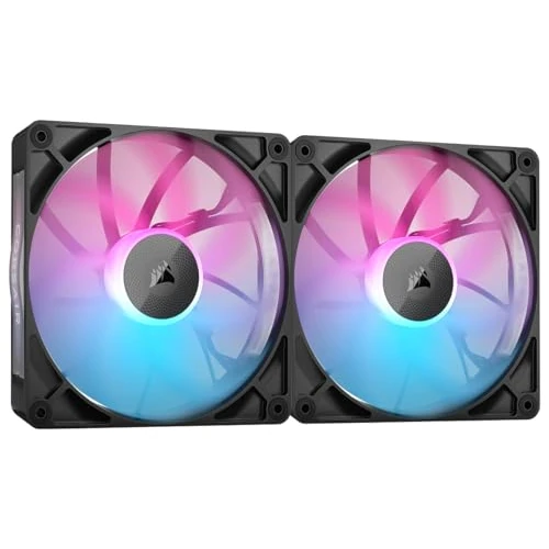 CORSAIR iCUE LINK RX140 RGB 140mm Ventilateurs PWM avec Hub Système iCUE LINK - Roulement à Dôme Magnétique - Dual Pack - Noir
