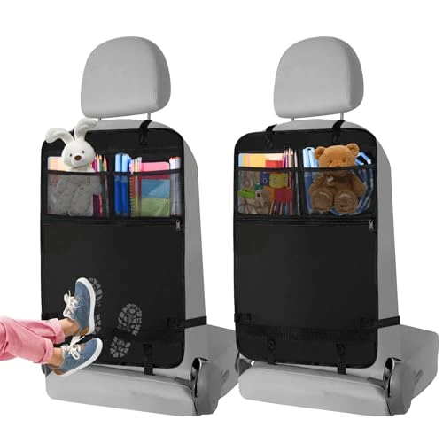 Limited offer: AiQInu Car Seat Back Protector for Children, Oxford Cloth Waterproof and Easy to Clean Protection with Mesh Pockets for iPad Tablet, Car Organiser Children (Pack of 2) from 16.99 EUR to 14.17 EUR (save 17%)
