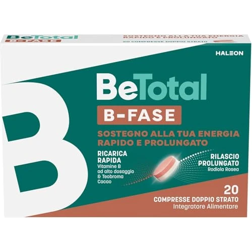 Offerta a tempo: Be-Total B-Fase Integratore Alimentare con Biotina, Vitamina B, Rodiola Rosea e Teobroma Cacao per un sostegno Rapido e Prolungato alla tua Energia, 20 compresse doppio strato - 31% da 20.40 € a 13.99 €