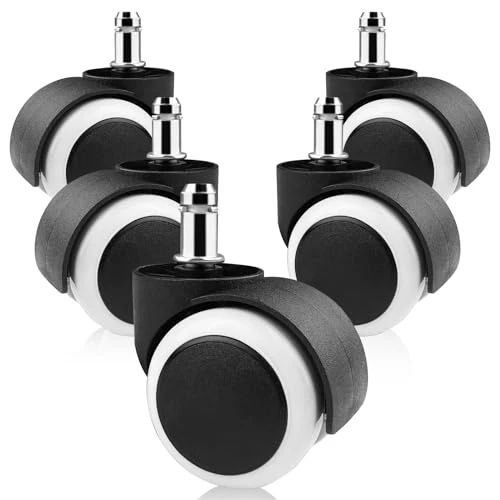 Offerta a tempo: Gvolatee 5 Pezzi ruote sedia ufficio 11X 22MM per Sedie da Gioco, Rotelle per sedie Design a Doppia Ruota, Rotelle di Ricambio Silenziosa e Senza Graffi per Piastrelle, Pavimenti Duri, Bianco - 0.00% da 10.49 € a 10.49 €