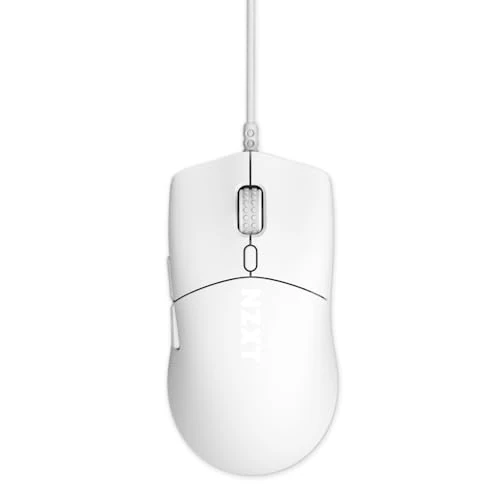 NZXT Lift 2 Symm | Ratón para Juegos con Cable simétrico y Ligero | Diseño Ligero de 58 g | Tasa de sondeo de 8K | Interruptores ópticos | Sensor óptico PPP de 26K | Pies de PTFE 100% | Blanco
