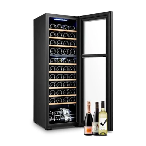 Offerta a tempo: Cantinetta per Vino da 44 Bottiglie con Doppia Zona di Raffreddamento - Frigorifero per Vini 130L Temperatura regolabile da 5 a 18 °C - Wooler8 Frigo Bar Design Moderno - Ideale come Regalo di Natale - 10% da 529.00 € a 476.92 €