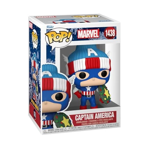Funko Pop! Marvel: Holiday – Capt. Captain America - Marvel Comics - Vinyl-Sammelfigur - Geschenkidee - Offizielle Handelswaren - Spielzeug Für Kinder und Erwachsene - Comic Books Fans