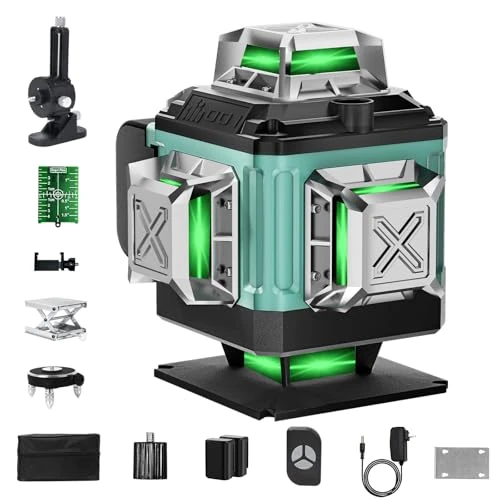 Offerta a tempo: Livella Laser Autolivellante 16 Linee, 4 X 360 °Livello Laser Autolivellante Verde, 2 x Batterie, Luminosità regolabile, Supporto rotante, Telecomando, Base Magnetica - 0.00% da 58.99 € a 58.99 €
