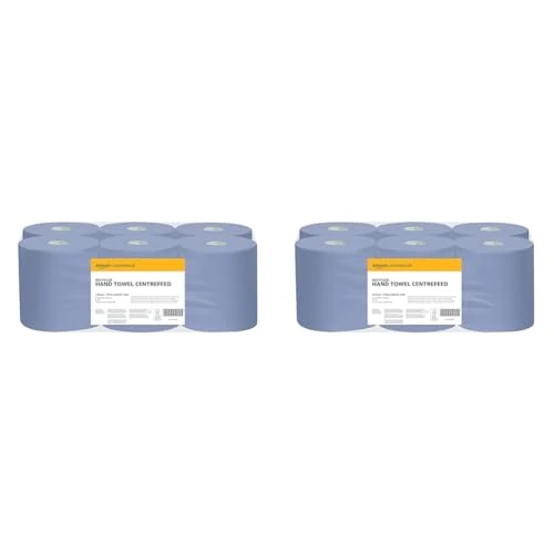 Offerta a tempo: AmazonCommercial Asciugamani in carta riciclata blu, alimentazione centrale, 2 veli, 2700 unità, 6 confezioni da 450 (Confezione da 2) - 15% da 56.96 € a 48.42 €