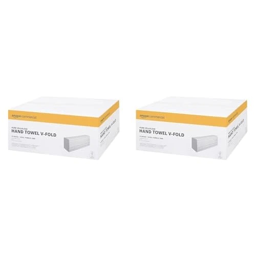 AmazonCommercial - Salviette, piega a V, confezione da 30, 266 unità, 3990 fogli, Bianco