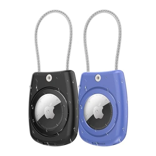 Aimtel Compatible with Apple AirTag Holder,IPX8 Waterproof for AirTag Secure Holder with Wire Cable Airtag Keychain Key Ring for Keys,Bags,Luggage,Pet Collars