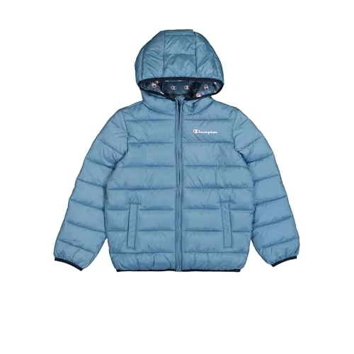 Champion Legacy Outdoor B (306868) - Veste à capuche WR Light Cirè 40gr Small Script Logo, Bleu Turquoise (CBU), 3-4 ans (XXS) Unisexe - Enfants FW24