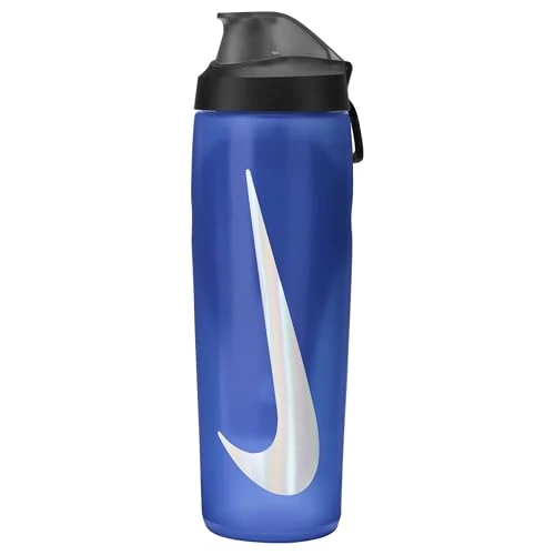 Nike Refuel Bottle Locking Lid 24oz 709 ml Water Bottle Sports Bottle Training Fitness Leakproof, Game Royal/Black/Silver Iridescent