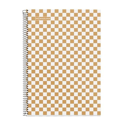 Limited-time offer: Miquelrius - School Notebook 4x4 mm, Folio Size (215 x 309 mm), 80 Sheets of 90 g/m², 4x4 mm Grid with Margin, Spiral Binding, Hard Cover, Mustard Checkered Design from 11.05 £ to 11.05 £ (save 0.00%)