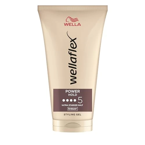 Wellaflex Power Hold gel per capelli da donna, fino a 24 ore, tenuta ultra forte, delicato sul cuoio capelluto, dermatologicamente testato, formula vegana, privo di siliconi, grado di tenuta 5, 150 ml