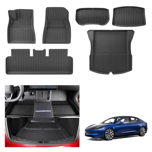 Offerta a tempo: [6 Pezzi] GAFAT Tesla Model 3 2026-2024 (Standard & Premium) Tappetini Abitacolo + Bagagliaio, TPE Tutte Stagioni, per Bagagliaio e Pavimento, Bordo Alto, Scan Originale 3D, Accessori Model 3 Highland - 10% da 179.98 € a 161.98 €