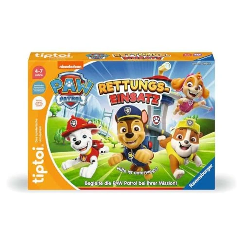 Begrenztes Angebot: Ravensburger tiptoi Spiel 00202 - PAW Patrol Rettungseinsatz - Lernspiel ab 4 Jahren, lehrreiches Lizenzspiel für Jungen und Mädchen, für 1-4 Spieler von 19.98 EUR auf 12.99 EUR (Rabatt 35%)