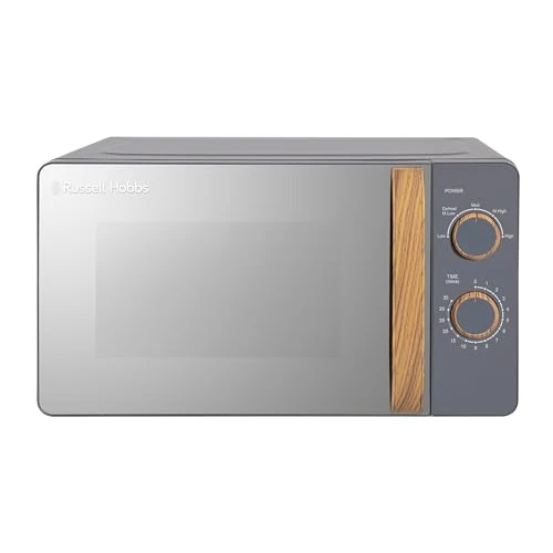 Limitiertes Angebot: Russell Hobbs RHMM713G Manuelle Mikrowelle im kompakten skandinavischen Stil, 5 Leistungsstufen, Griff und Drehregler in Holzoptik, Timer, Auftaufunktion, einfache Reinigung, 17 L, 700 W, Grau von 94.99 EUR auf 89.29 EUR (Spare 6%)