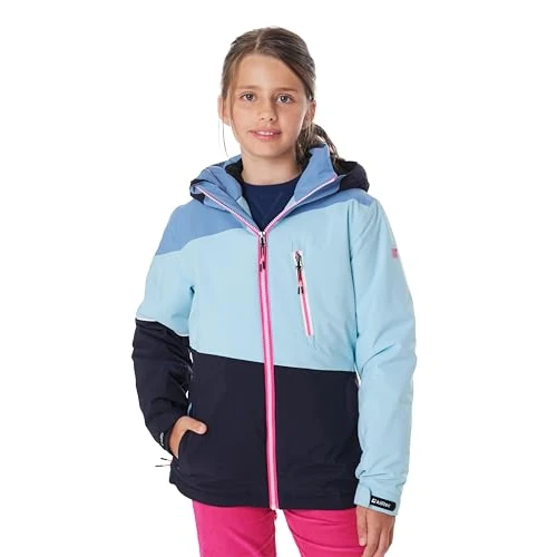 killtec Fille Veste de ski/veste fonctionnelle avec capuche et jupe pare-neige KSW 331 GRLS SKI JCKT, hell denim, 176, 42091-000