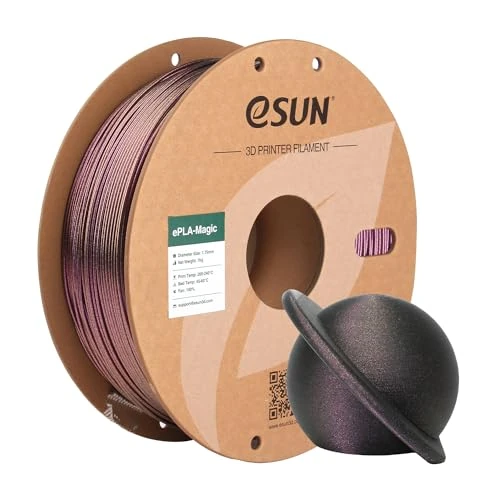 eSUN Dual Color PLA Filament 1.75mm, ePLA-Magic Glitter 3D Printer PLA Filament, Dimensional Accuracy +/- 0.05mm, 1KG Spool (2.2 LBS) for 3D Printers, Dark Twinkling Purple