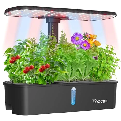 Yoocaa Serra Idroponica da Casa per 12 Piante, Smart Garden Orto Idroponico da Casa Kit con Luce LED, Altezza Regolabile in 12 Livelli, Timer Automatico(Senza Semi)