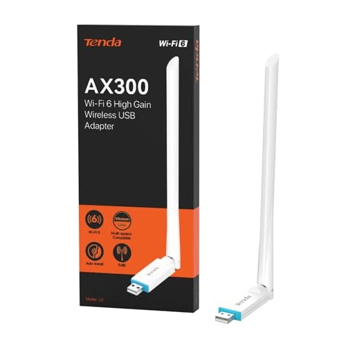 Oferta ograniczona: Tenda U2 AX300 adapter Wi-Fi 6 USB, regulowana zewnętrzna antena Wi-Fi 6dBi, tryb Ap, łatwa konfiguracja, USB WiFi do komputera i laptopa, kompatybilny z Windows 11/10/Linux/UOS, V5.0 z 24.18 EUR na 24.18 EUR (znizka 0%)