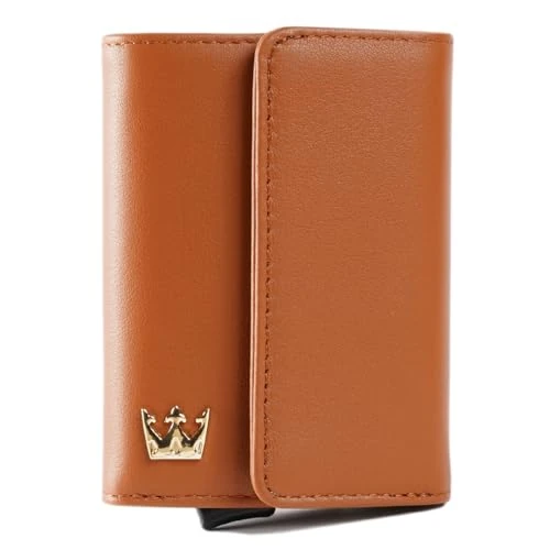 Tijdelijke aanbieding: Onverwoestbare echt lederen portemonnee voor heren en dames, creditcardhouder, slanke Rfid bescherming, anti-klonatie, Bruin, 6 Card, Hedendaags van 25.99 EUR naar 25.99 EUR (korting 0%)