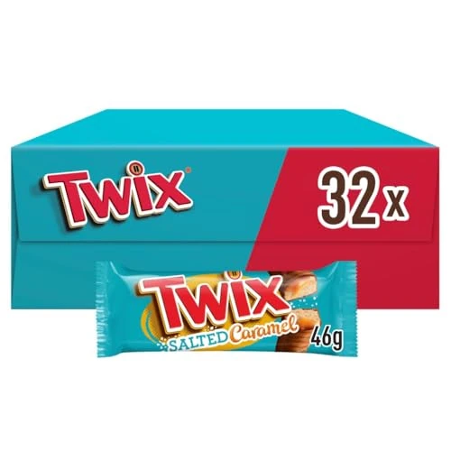 Offerta a tempo: Twix Barrette di Cioccolato Caramello Salato, Confezione da 32 Pezzi x 46 gr, Idee Regalo Natale, Nuova versione - 27% da 35.46 € a 26.00 €