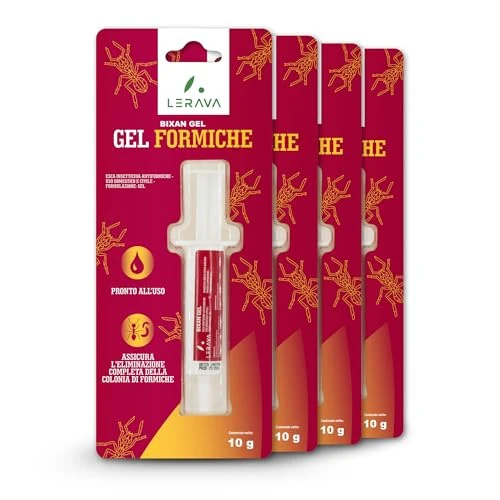 Offerta a tempo: LERAVA Gel Insetticida Formiche (4x10 g) - Esca Potente per Eliminare Colonie - Anti Formiche Sicuro per Casa Famiglia Animali - Gel Pronto all'Uso per Massima Efficacia Interni Esterni - 43.13% da 18.99 € a 10.80 €