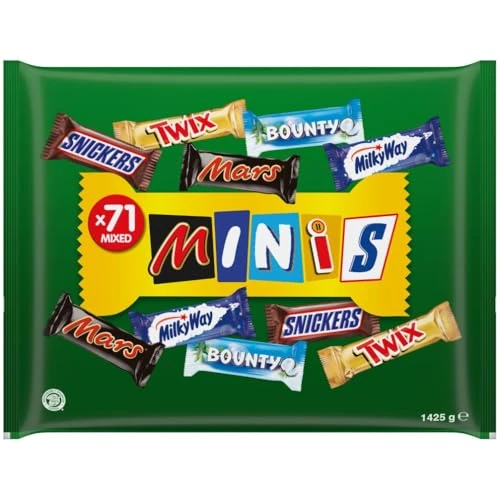 Offerta a tempo: Mixed Minis Confezione Assortita di Miniatures Mars, Twix, Snickers, Bounty e Milky Way, 71 barrette miste per un totale di 1.4 kg, Per Calendario Avvento 2025, Nuova versione - 23% da 29.99 € a 23.17 €