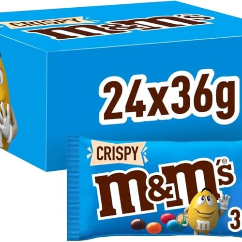 Offerta a tempo: M&M's Crispy Confetti Al Cioccolato Contenenti Riso Soffiato, 24 Bustine Ognuna Da 36g di praline al cioccolato: totale 864g, Idea Natale, Nuova versione - 34% da 23.99 € a 15.75 €