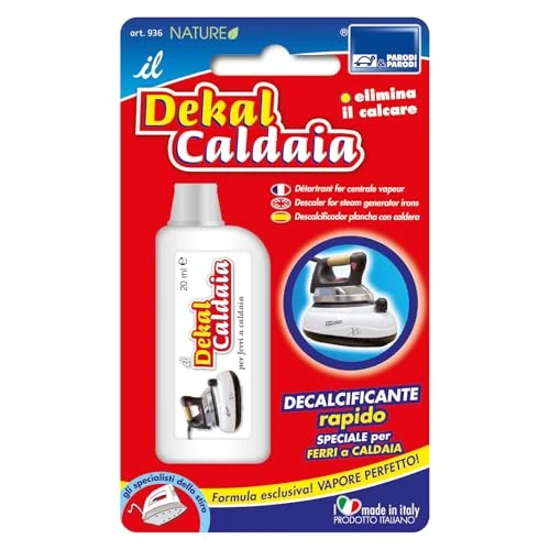 PARODI & PARODI - Decalcificante Ferro da Stiro a Caldaia per Decalcificare Ferri da Stiro, Accessori Casa Elimina Calcare Rapidamente Ripristinando l'Erogazione Ottimale del Vapore, 1 Dose - 20 ml