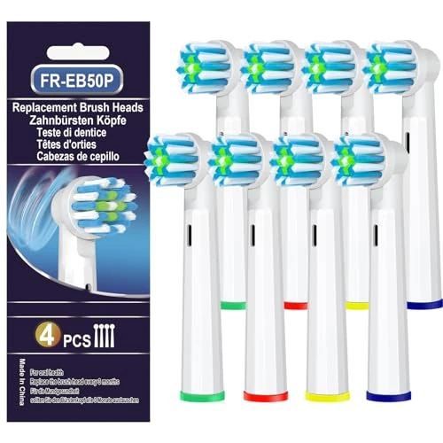 Kisstta Pro Cross Clean Action Replacement Heads Compatible with Electric Toothbrush, Replacement Toothbrush Heads for Extraordinary Cleaning, by Kisstta (8 White)