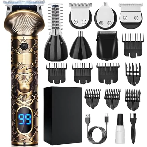 YIDON Professional 6 in 1 Men's Grooming Set - Electric Trimmer, T-Blade, Nose, Precision, Body & Beard Trimmer - Gift Set