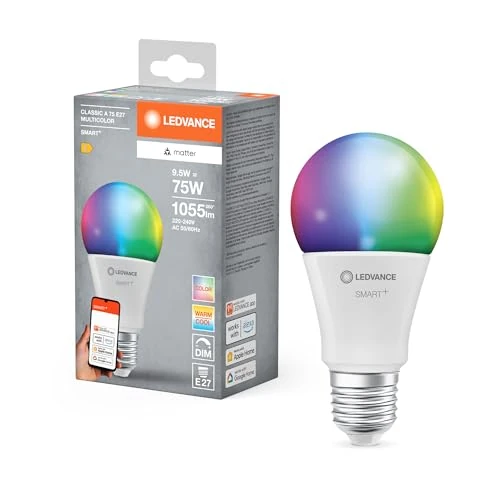 Limited-time offer: LEDVANCE Smart+ Matter LED lamp, Compatible with Google, Alexa, Apple, White Frosted Look, 9.5W, 1055lm, E27 Base, Color Light, White Light, app or Voice Control, Life of up to 20,000 Hours from 10.85 GBP to 10.85 GBP (save 0%)