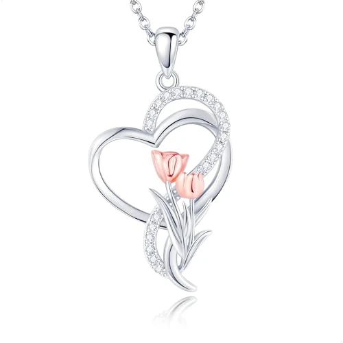 Begrenztes Angebot: Tulpe Sonnenblumen Kette 925 Sterling Silber Herz Tulpe Sonnenblumen Anhänger Halskette Tulpe Sonnenblumen Schmuck Geschenke für Damen Frauen Mädchen Mutter Blume Liebhaber von 39.99 EUR auf 39.99 EUR (Rabatt 0%)