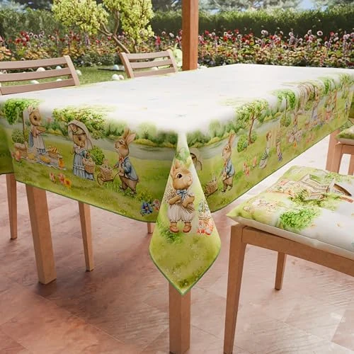 PETTI Artigiani Italiani - Nappe de Paques, Nappes Rectangulaire Anti Taches pour Pâques, Nappe de Table Rectangulaire 24 Places, 450x140 cm, Picnic, 100% Made in Italy