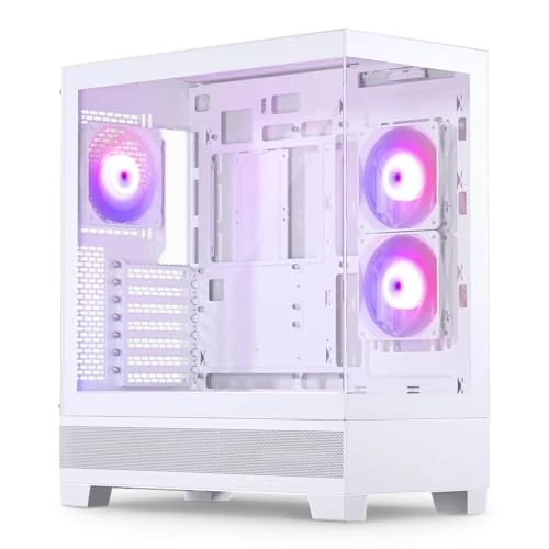 Offerta a tempo: Phanteks XT View, gaming mid-tower, finestrino anteriore e laterale in vetro temperato, USB-C 3.2 Gen2, 3 ventole M25-120 D-RGB incluse, Bianco - 48% da 125.63 € a 64.90 €