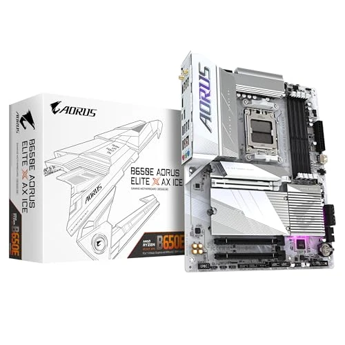 Offerta a tempo: GIGABYTE B650E AORUS ELITE X AX ICE Scheda madre - AMD Ryzen serie 9000, VRM a 12+2+2 fasi, fino a 8000 MHz DDR5 (OC), 1xPCIe 5.0 + 2xPCIe 4.0 M.2, LAN 2,5 GbE, WIFI 6E, USB 3.2 Gen 2 - 12% da 288.00 € a 254.00 €