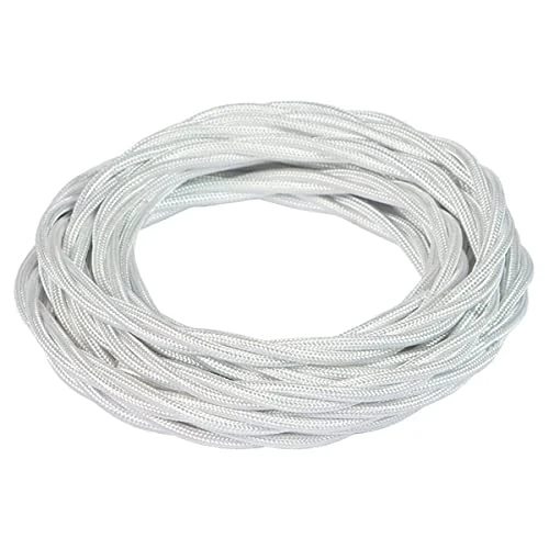 Offerta a tempo: FANTON cavo elettrico tessile colore bianco treccia seta 2mt 3G0,75 filo rivestito in tessuto vintage stile retrò per lampadari applique 93806-02 - 0.00% da 10.98 € a 10.98 €